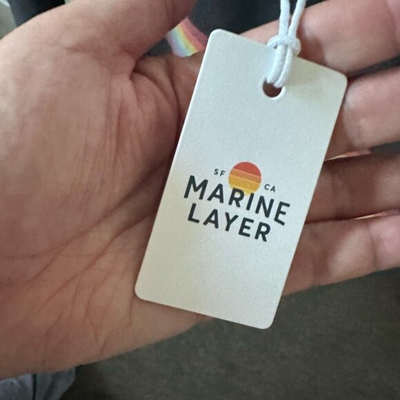 Marine Layer Charcoal Sweater with Multicolor Stripes - Picture 3 of 5